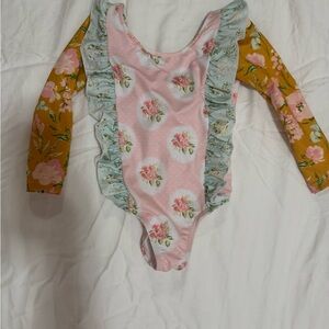 Mustard and pink Sweet honey leotard, floral